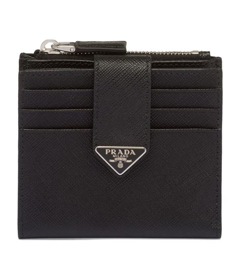 prada men printed leather card holder|prada men's bifold wallet.